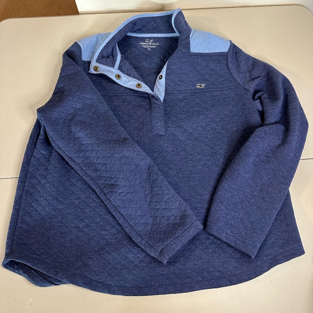 vineyard vines Women's Quilted Half Button Pullover XL